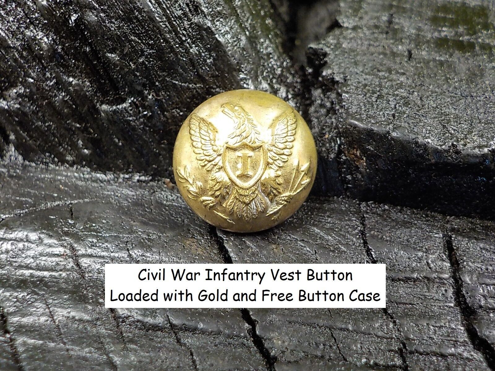 Old Rare Vintage Antique Civil War Relic Eagle Infantry Vest Button Free Case