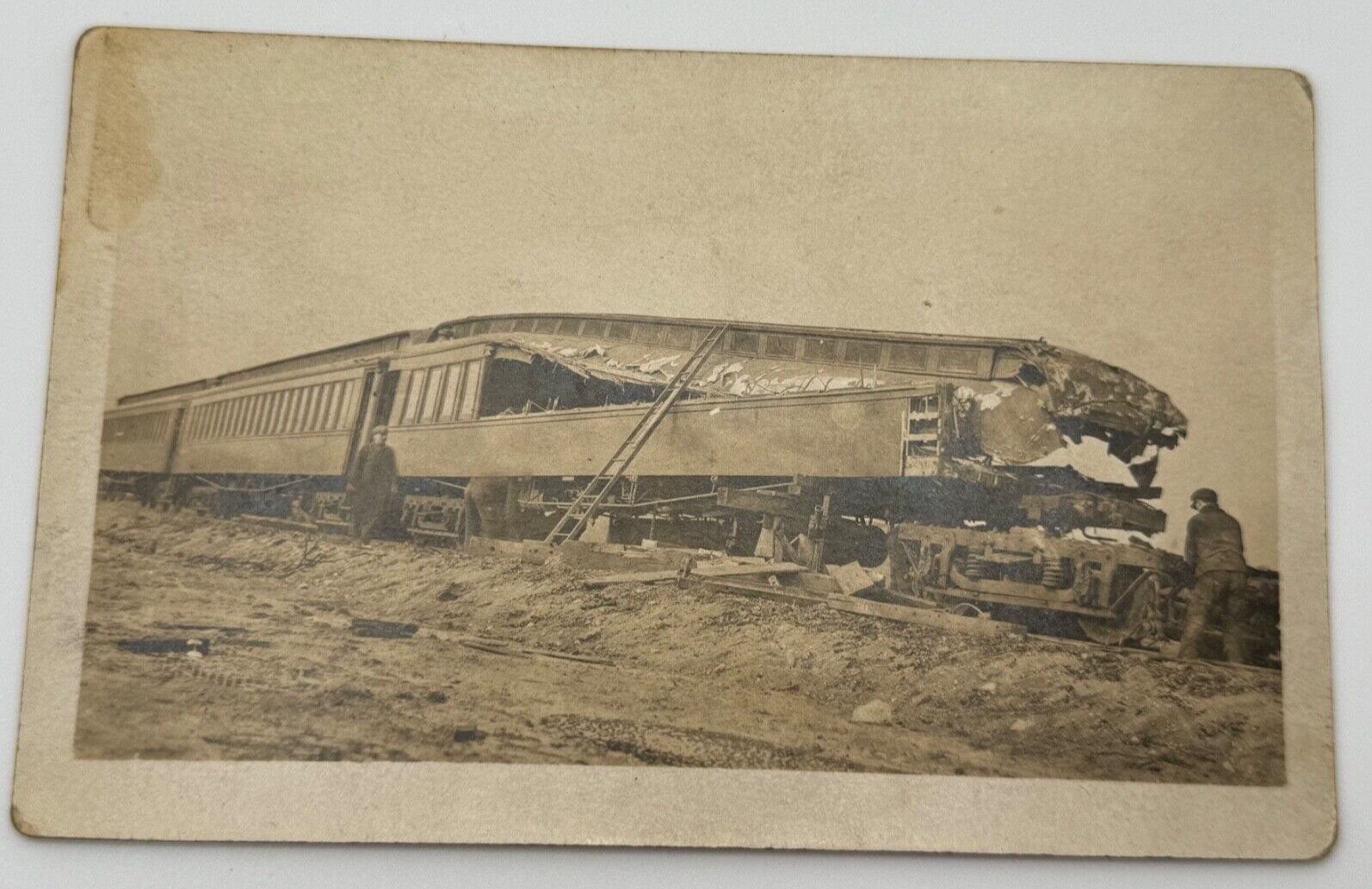 Antique Train Wreck RPPC Real Photo Postcard Possibly Jackson MI Michigan
