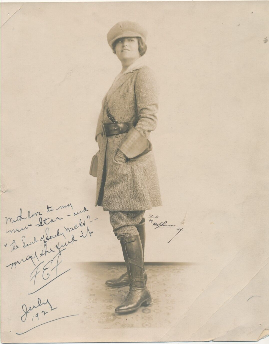 M19 Antique Photo - 8x10 Female Explorer Signed 1922