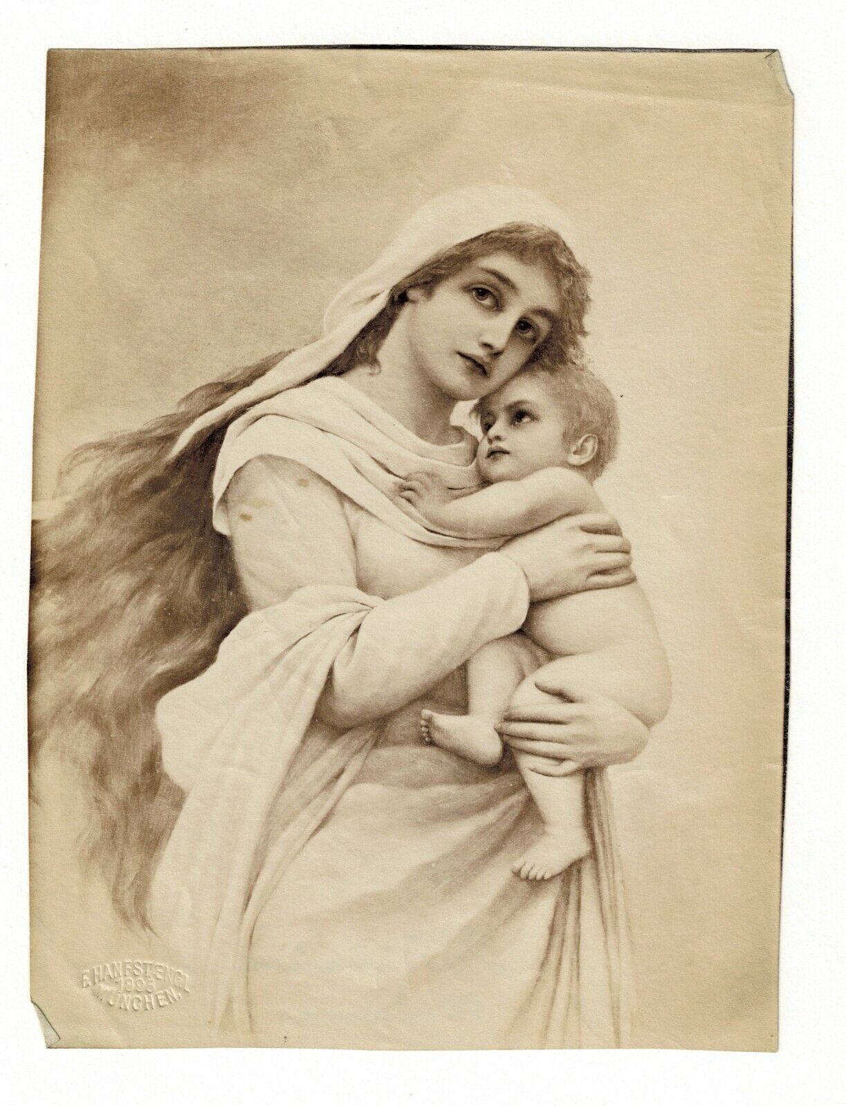 Bodenhausen Madonna & Child Albumen Photo Embossed by Franz Hanfstaengl 1895