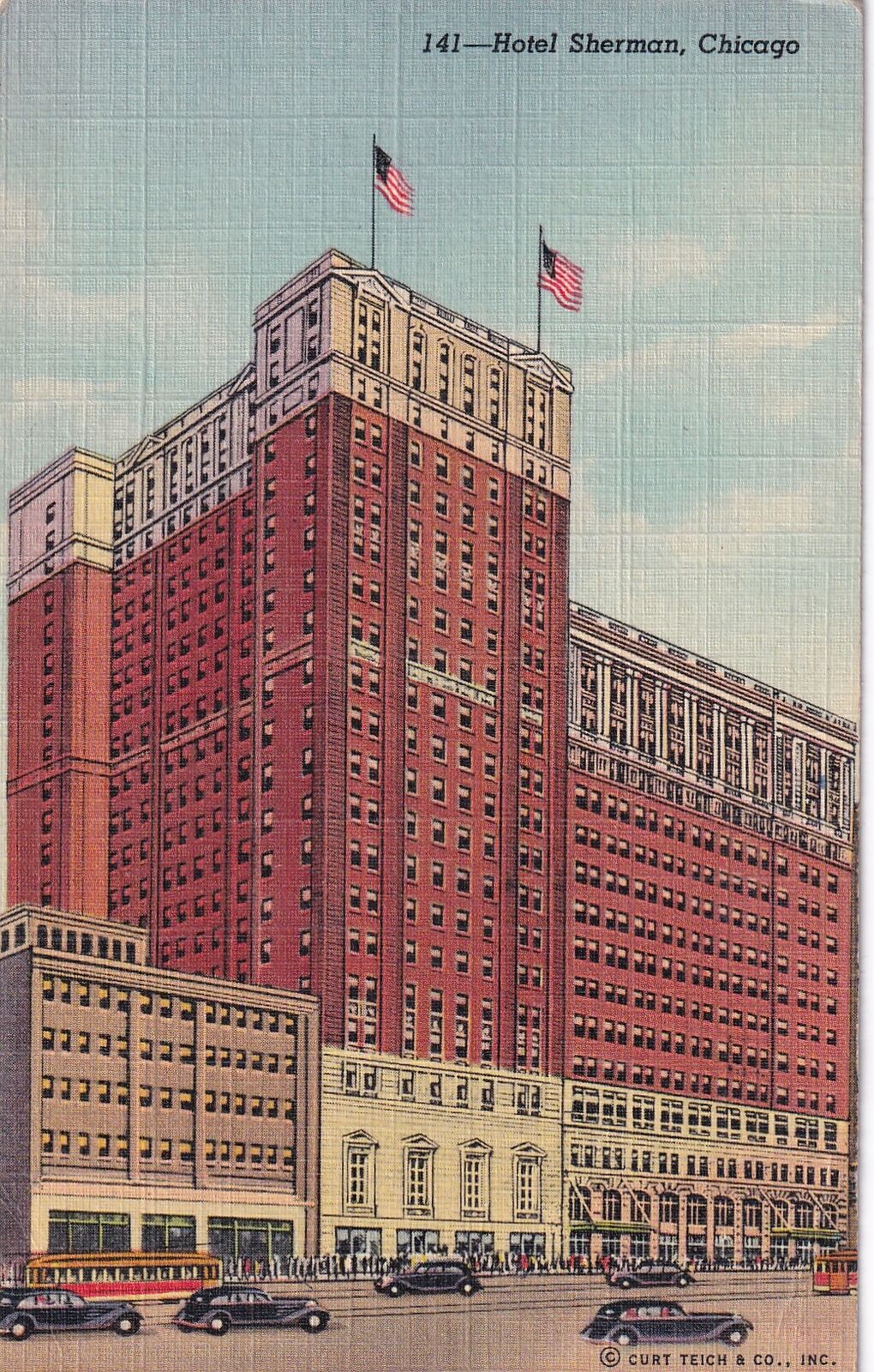 Chicago IL Illinois Hotel Sherman Vintage Postcard E10