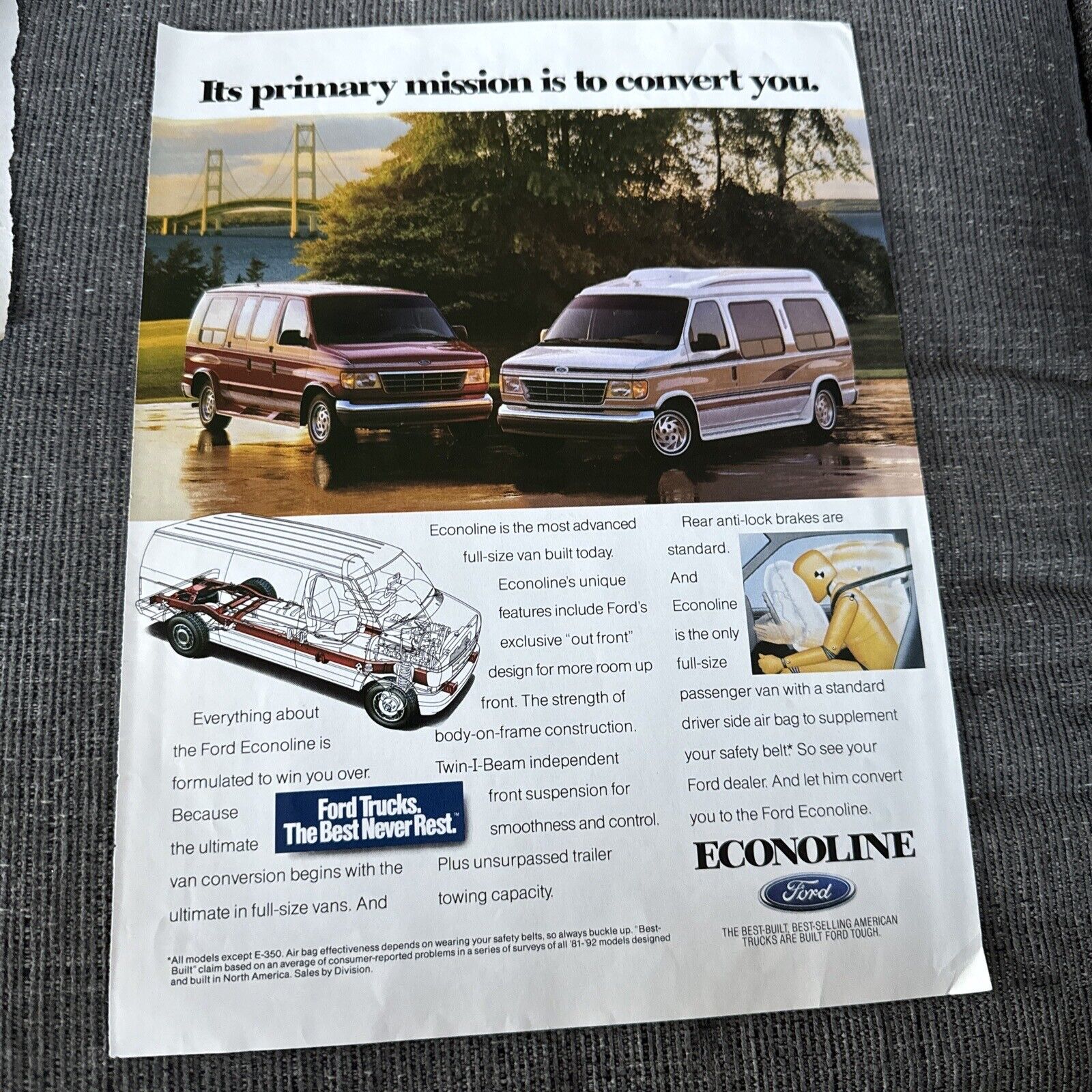 1993 Ford Econoline Conversion Van Ad E-series Advertisement