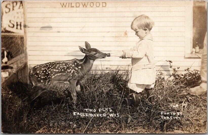 1921 EAGLE RIVER Wisconsin Real Photo RPPC Postcard 