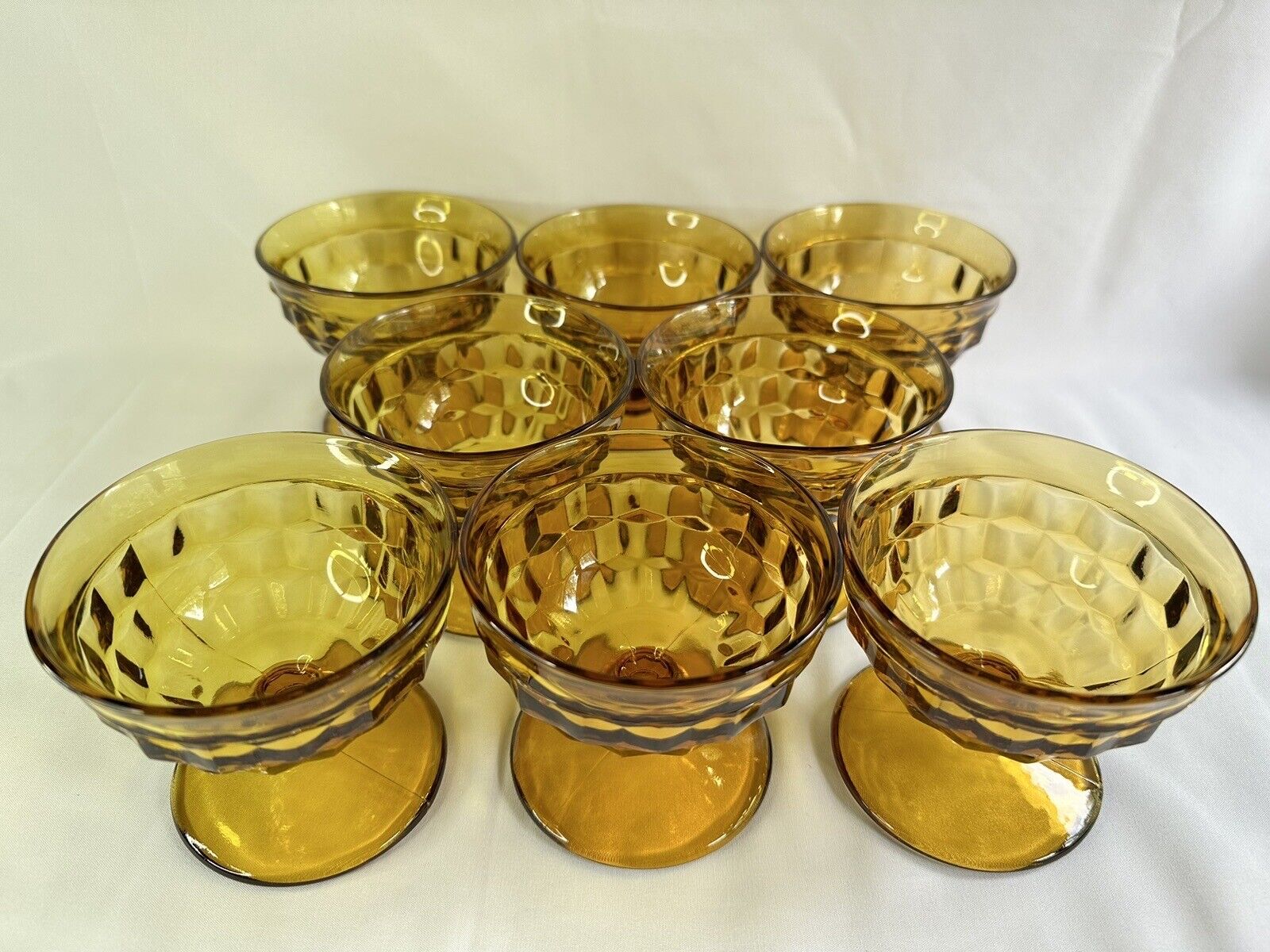 Vintage Indiana Amber Glass Whitehall by Colony 8pc Sherbet Set