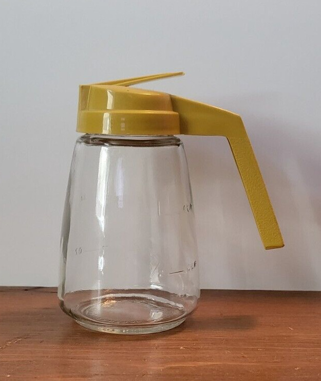 Vintage Mustard Gold Federal Housewares Glass Syrup Dispenser Mid Century Modern