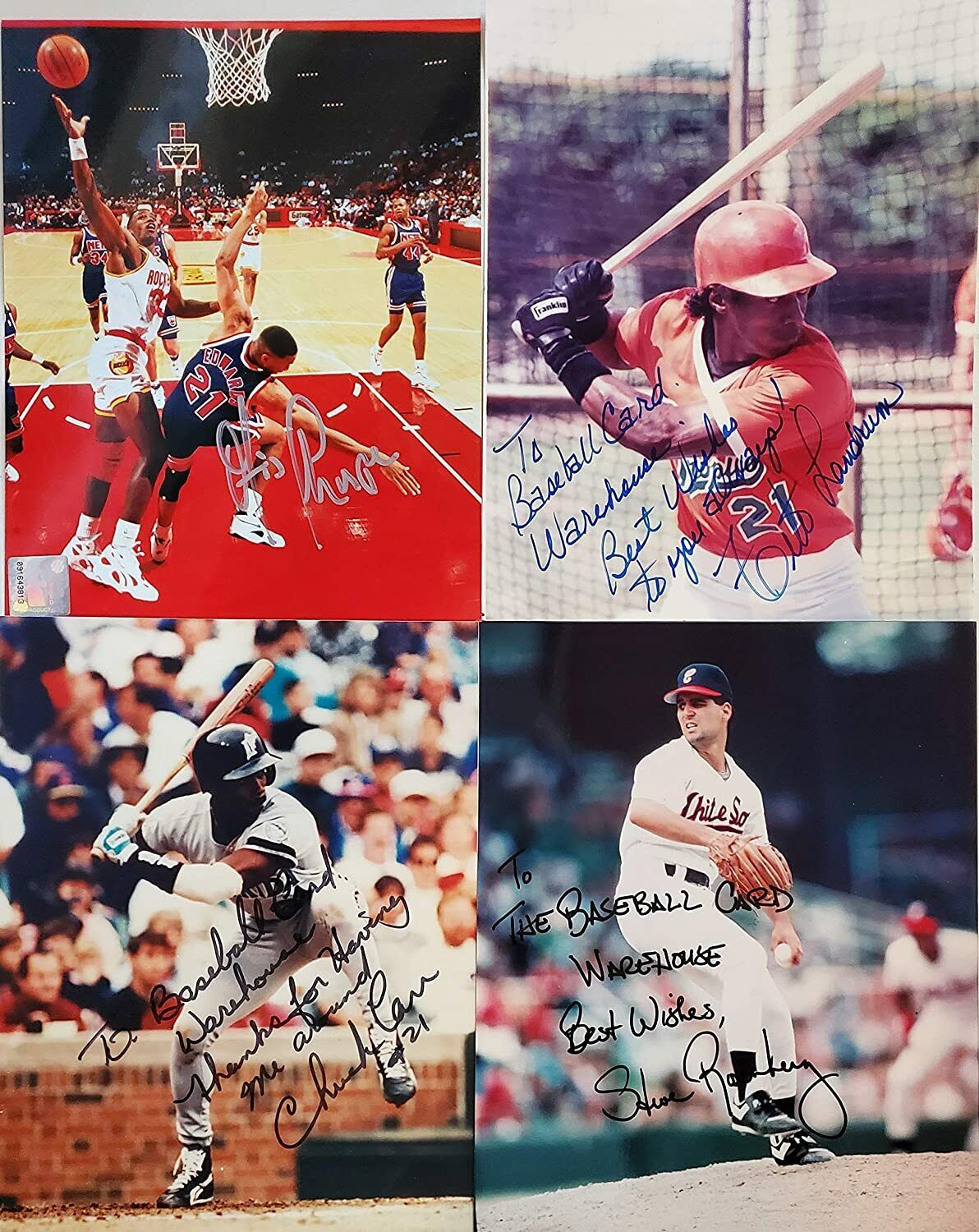 Lot of 11 signed personalized sports photos 8X10 including Tito Landrum, +