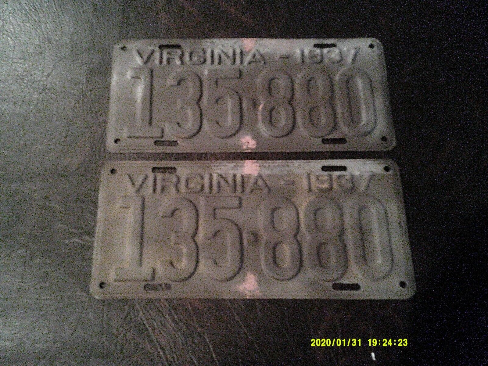 1937 Virginia License Plate Pair
