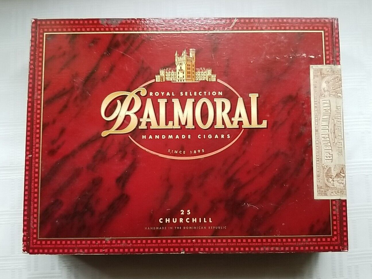 Vintage Balmoral Dominican Republic Wooden Red Cigar Box