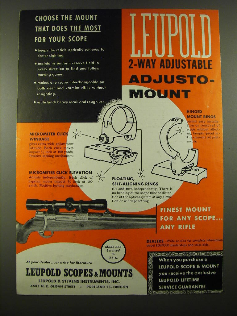 1955 Leupold Scopes and Mounts Ad - Choose the mount that does the most