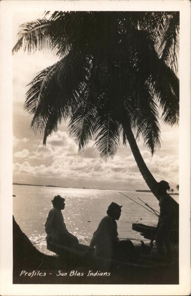 Panama 1946 RPPC Profiles-San Blas Indians EKC Real Photo Post Card Free stamp