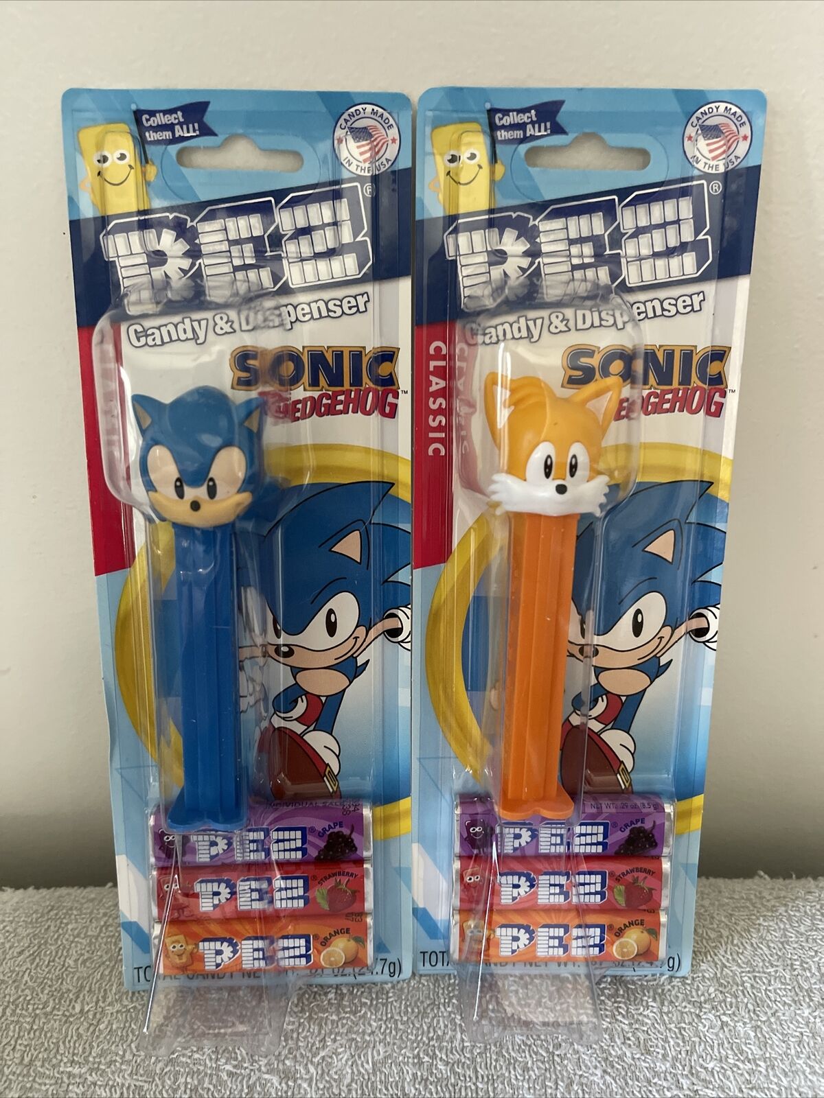 Lot of 2 Pez Dispensers Sonic the Hedgehog & Tails Unopened Packs Collect NEW