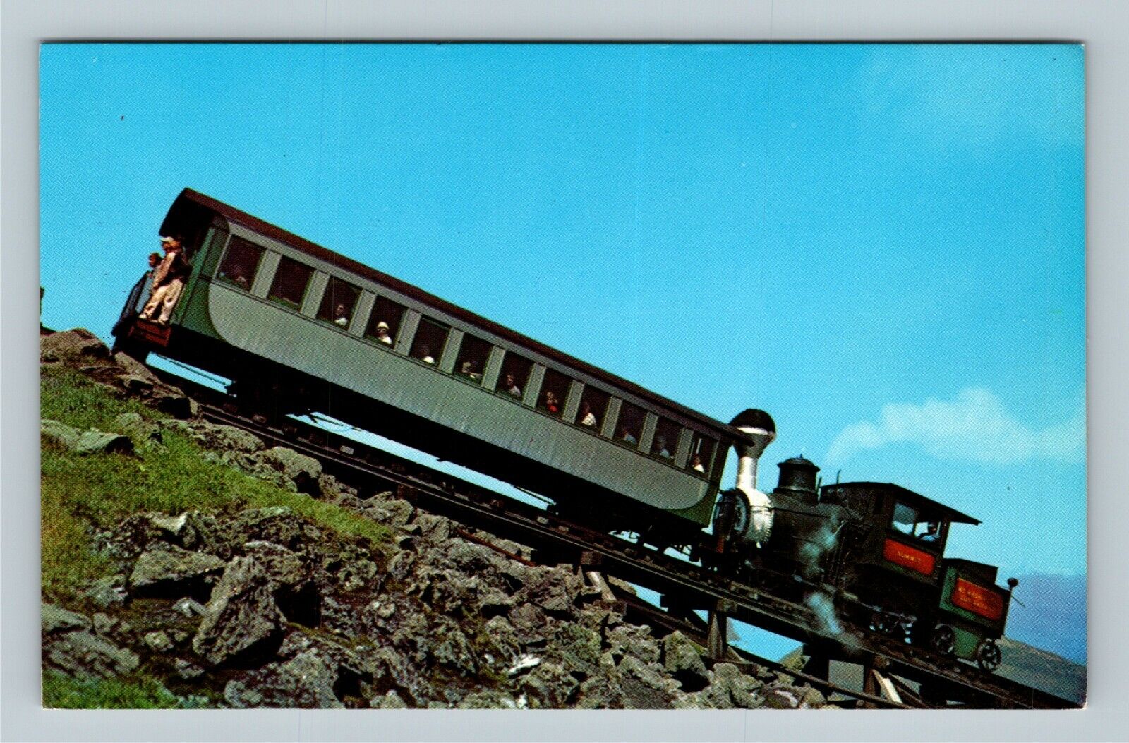 Train On The Famous Cog Railway In White Mountains, Vintage Postcard