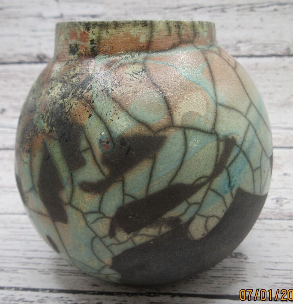 RARE~SIGNED SO or 50 STUNNING POTTERY BULBOUS VASE~ 3 1/2\