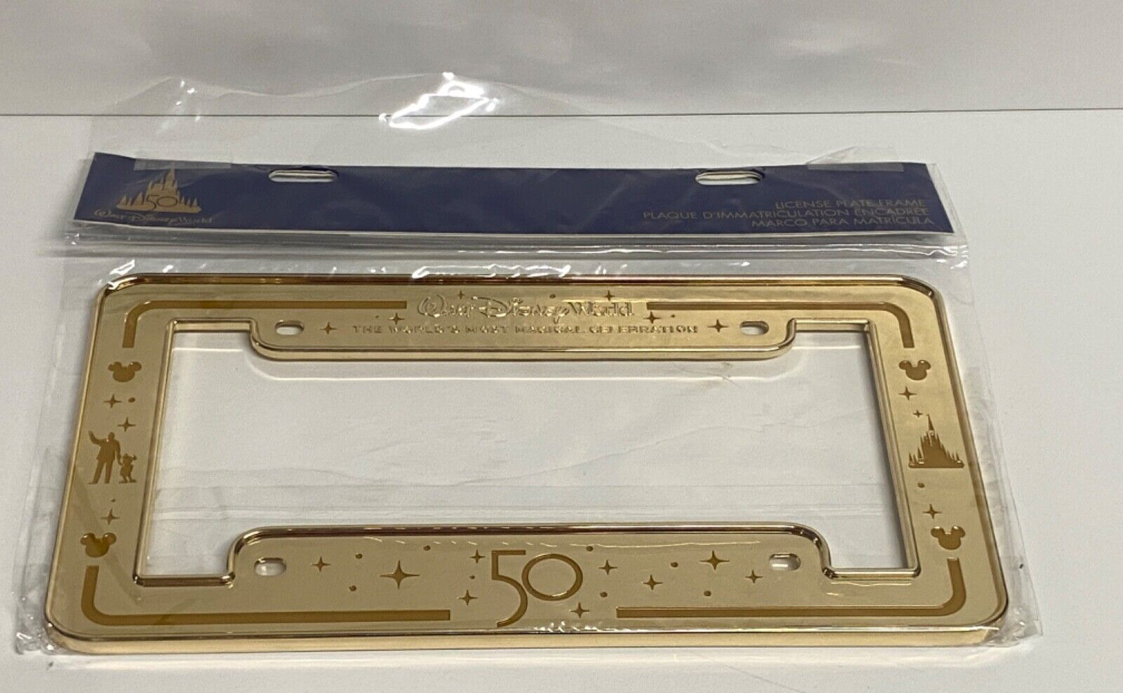 Walt Disney World 50th Anniversary License Plate Metal Frame New