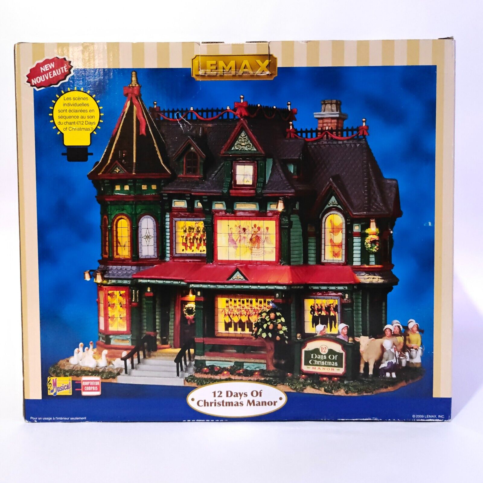 LEMAX Holiday Village 12 Days Of Christmas Manor Lighted Musical w Cord Working