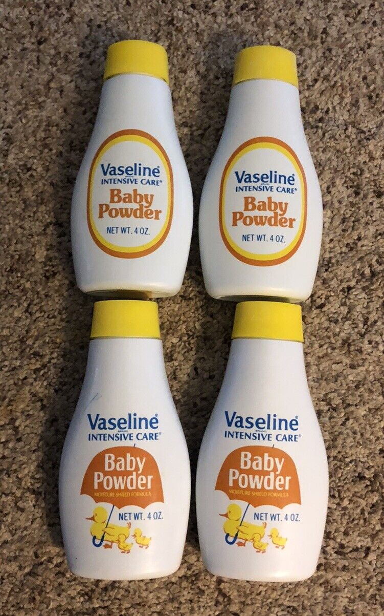 Vintage Vaseline Intensive Care Baby Powder 4oz Talc Movie Prop. Lot Of 4