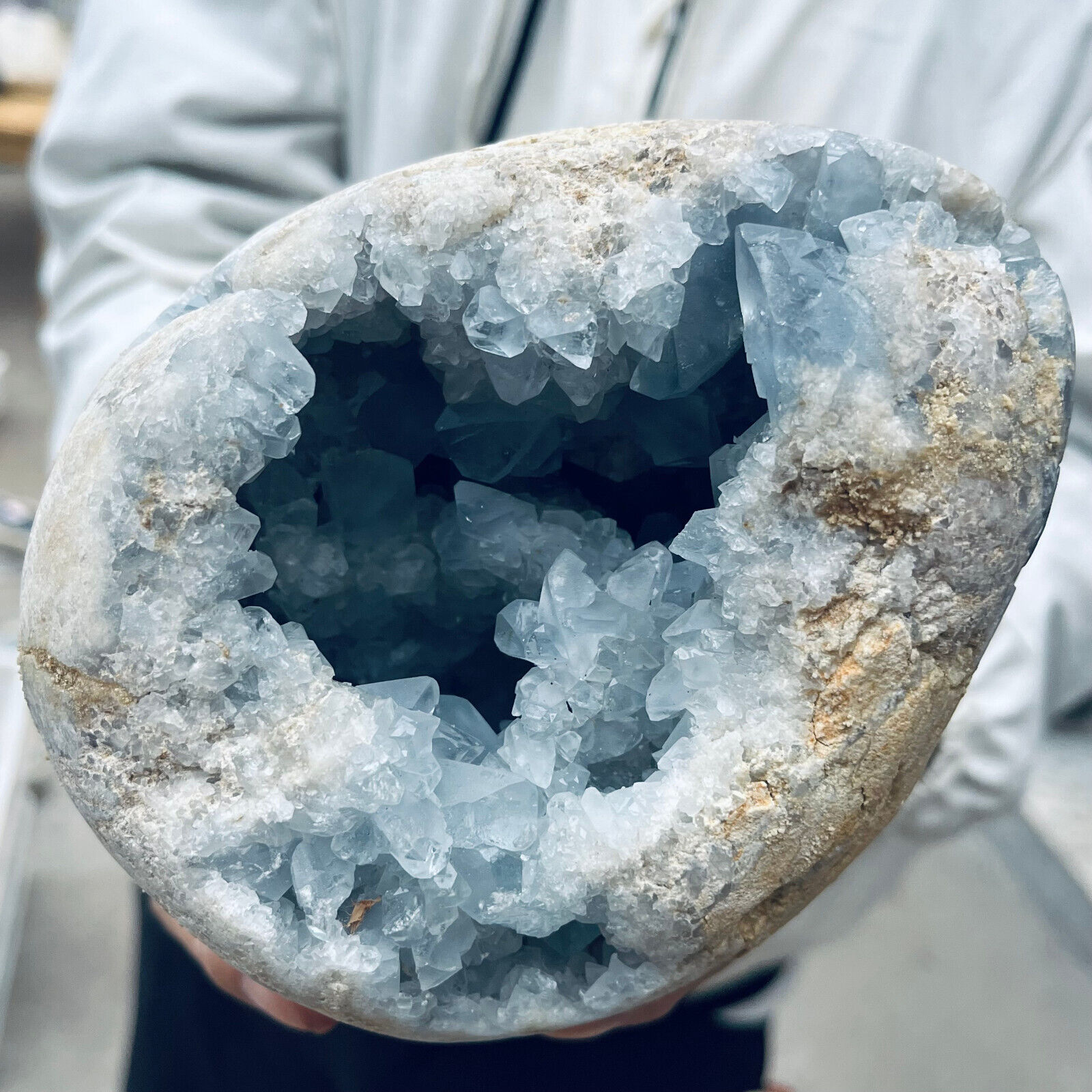 7.6lb Natural Blue Celestite Geode Quartz Crystal Mineral Specimen Healing