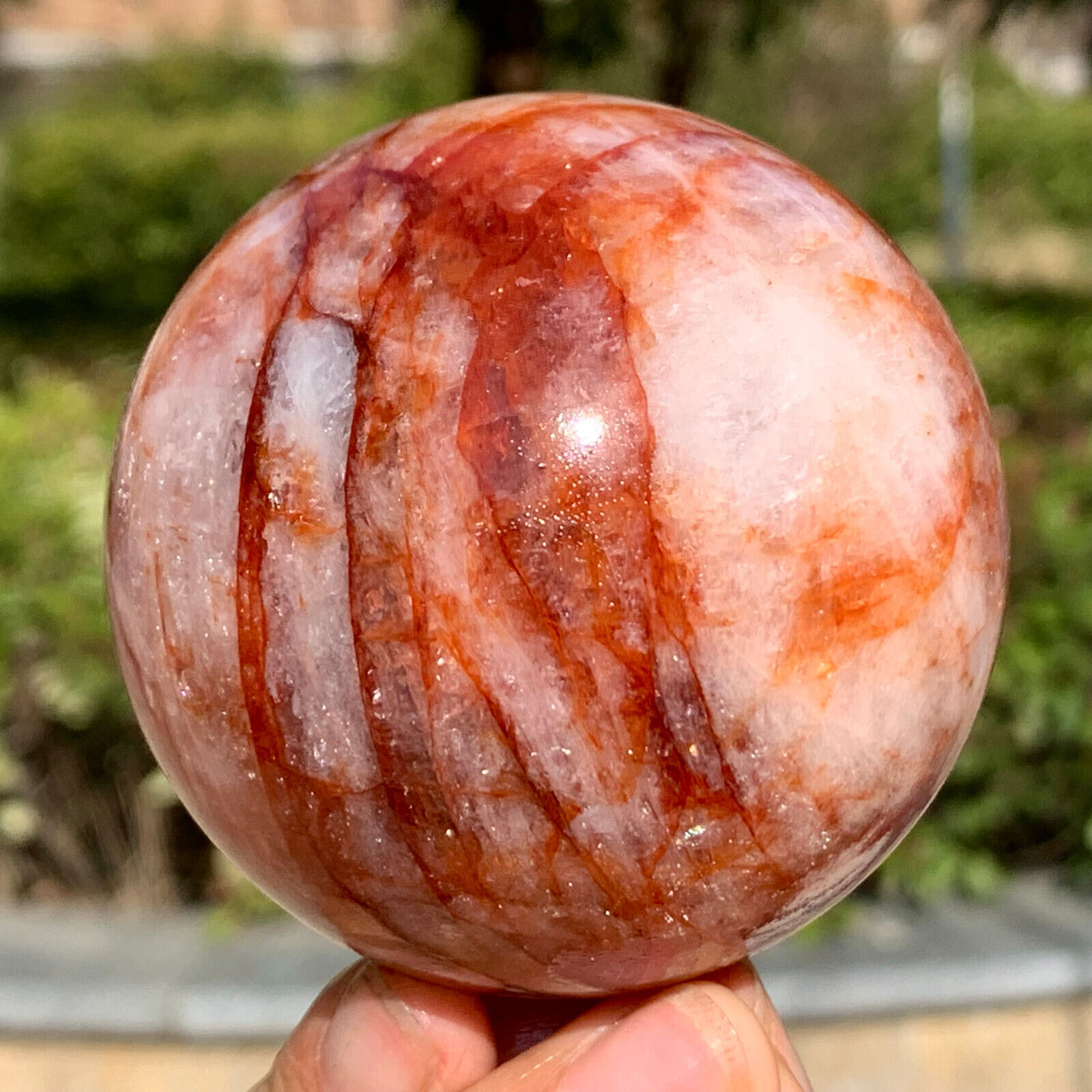 397G Natural red gum flower ball quartz crystal energy reiki healing