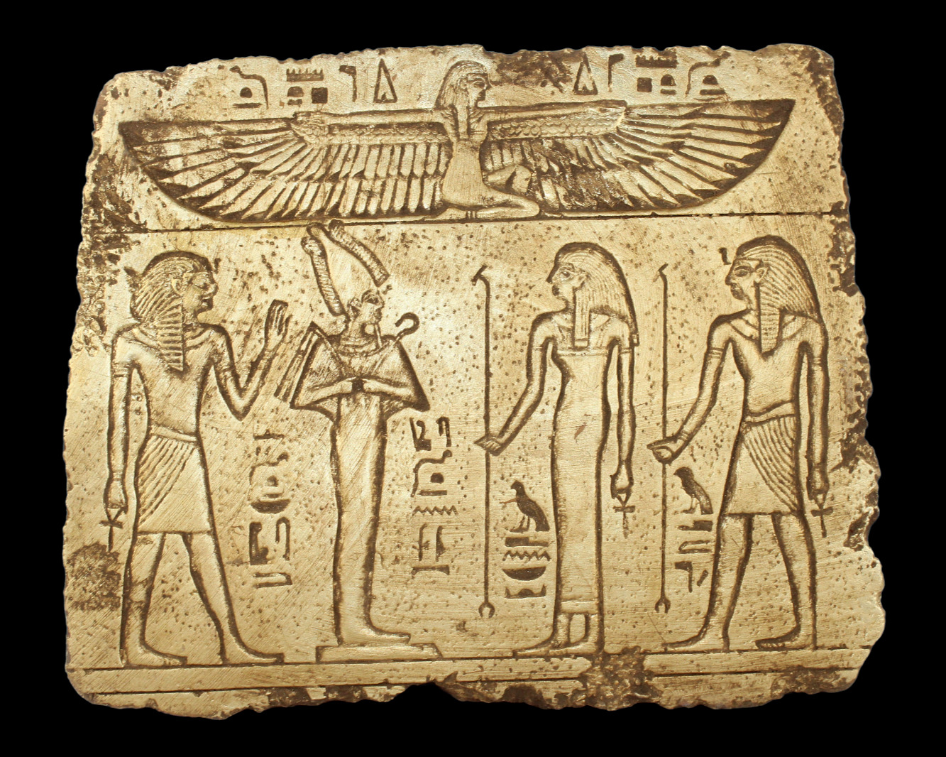 RARE ANCIENT EGYPTIAN ANTIQUE Isis ,Osiris ,Ramses with Tut and Nefertari Stella