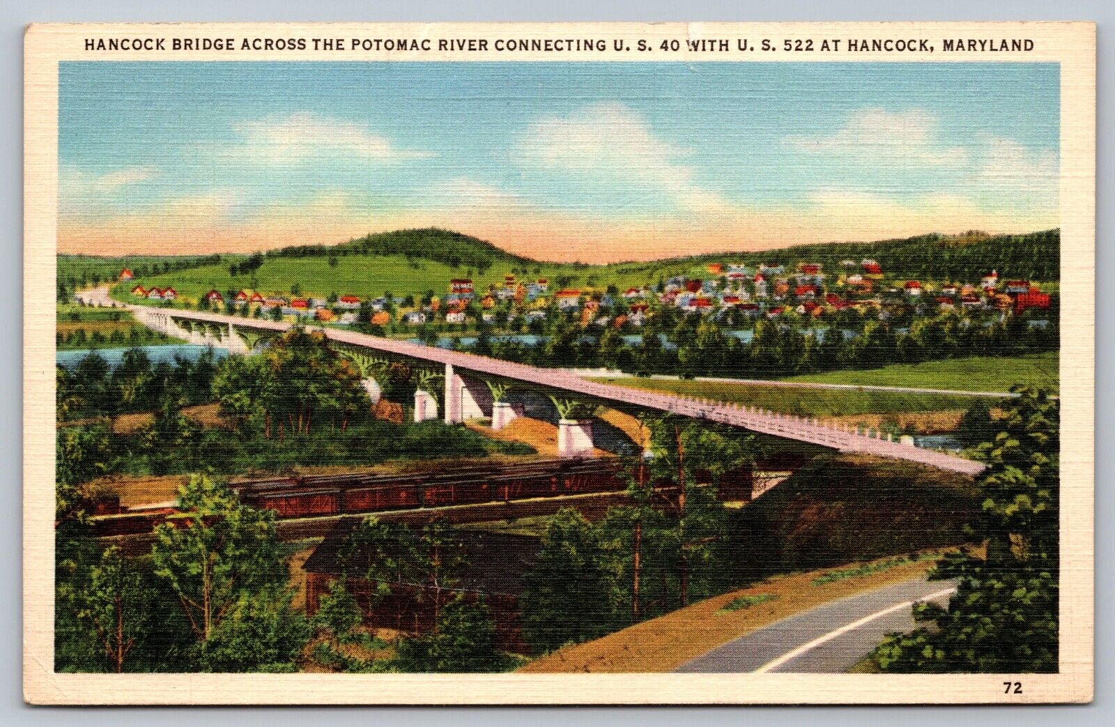 Hancock MD - Hancock Bridge - Potomac River - Train - Posted 1944