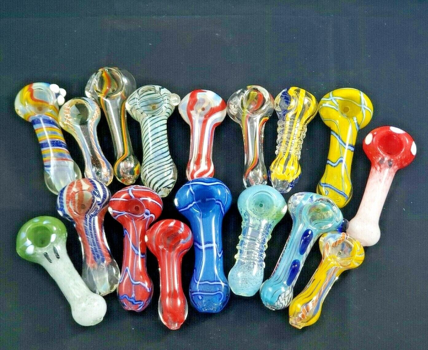 (Lot of 5) Collectible Hand Made Tobacco Glass Pipe 3.5