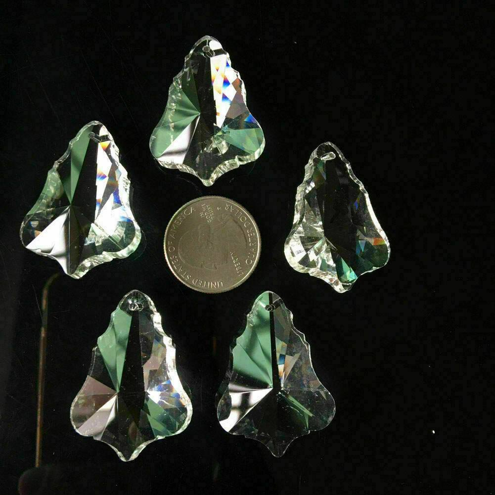 10Pc Maple Leaf Replacement Parts LAMP Pendant 38MM Chandelier  Crystals Prisms 