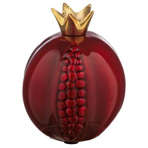 Metal Pomegranate with Gold Crown - - Jewish Home Decor Art - Rosh HaShanah Gift