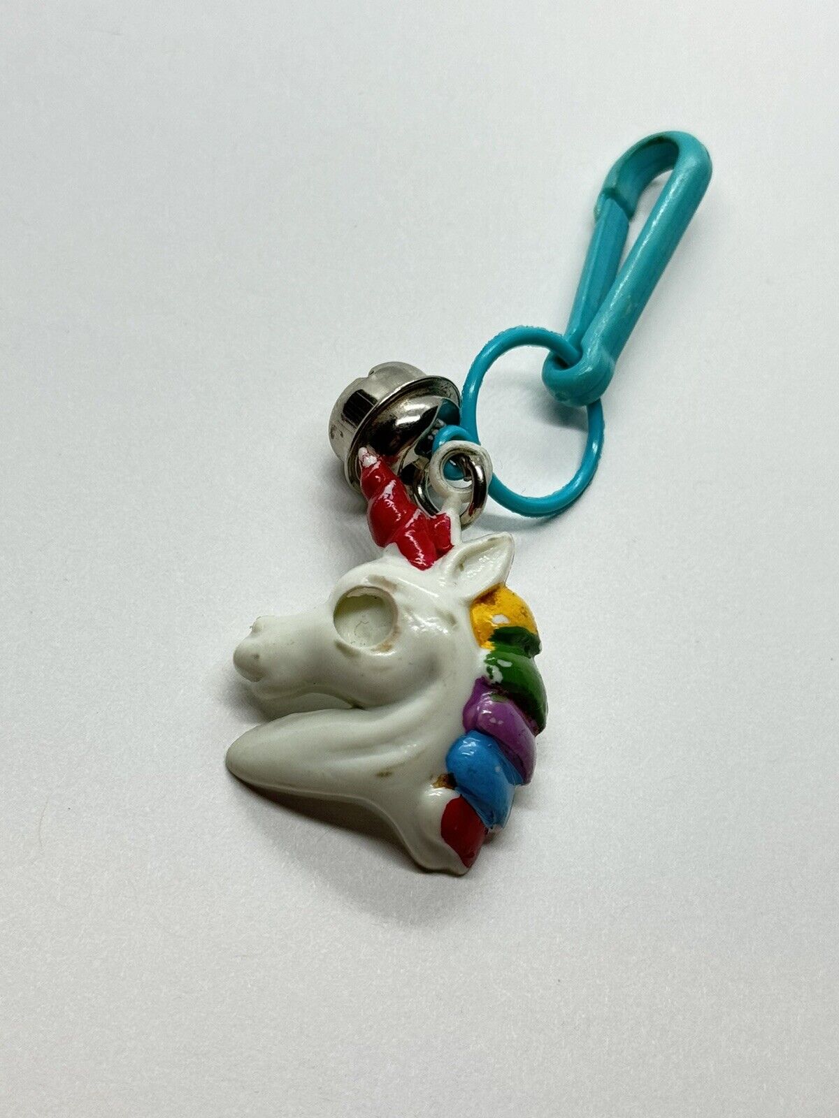 Vintage 1980s Plastic Bell Charm Unicorn Charm 80s Charm Necklace eye MISSING