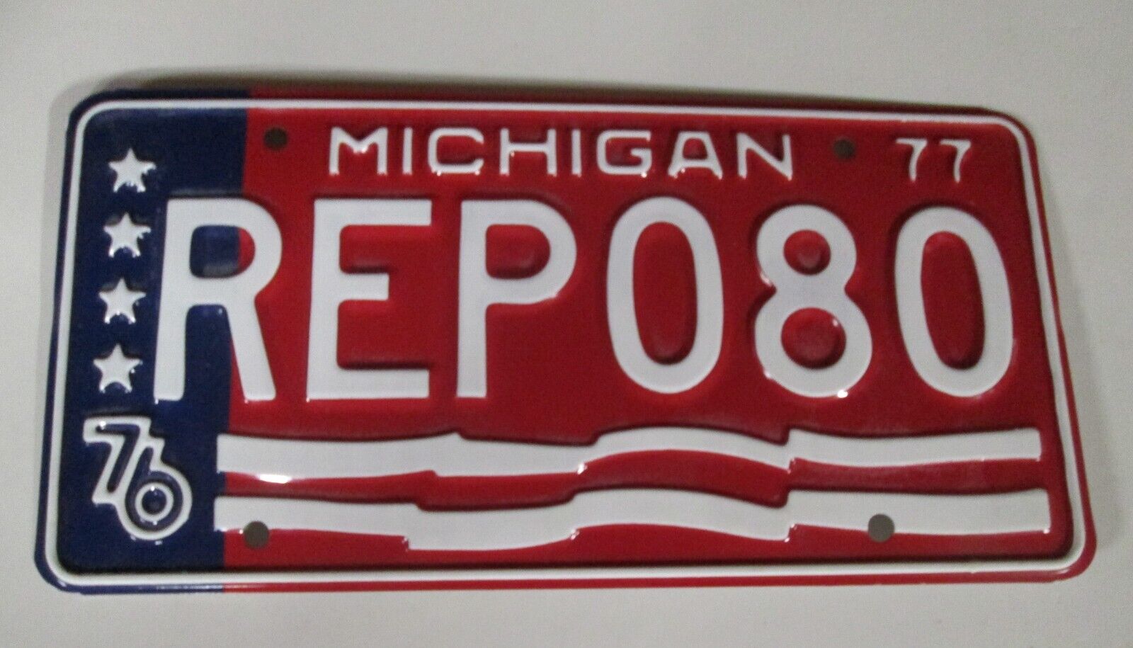 Mint NOS 1977 Michigan License Plate. House of Representatives. # REP 080. 76/77