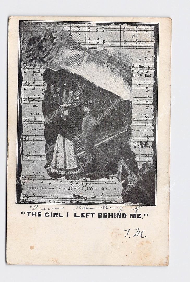 PPC Postcard Pre-WW1 US Army Soldier Leaving Girl At Train Platform 'The Girl I