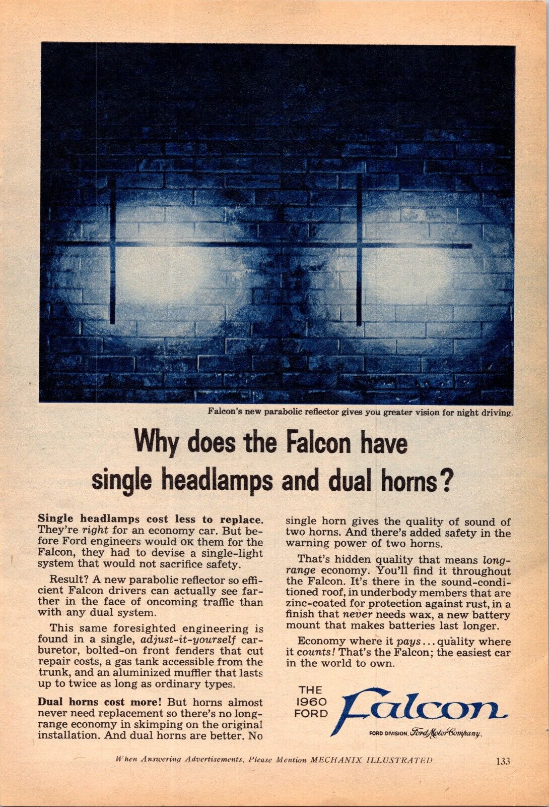 1960 Ford Falcon, vtg magazine ad, very cool, garage, man cave, shop, bar