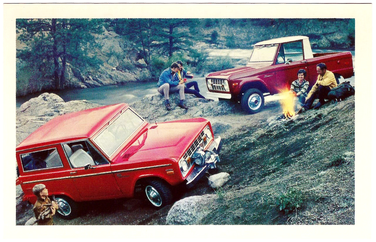 1971 Ford BRONCO Dual View: 2-Door & Pickup: Dealer NOS Promo Postcard UNUSED Ex