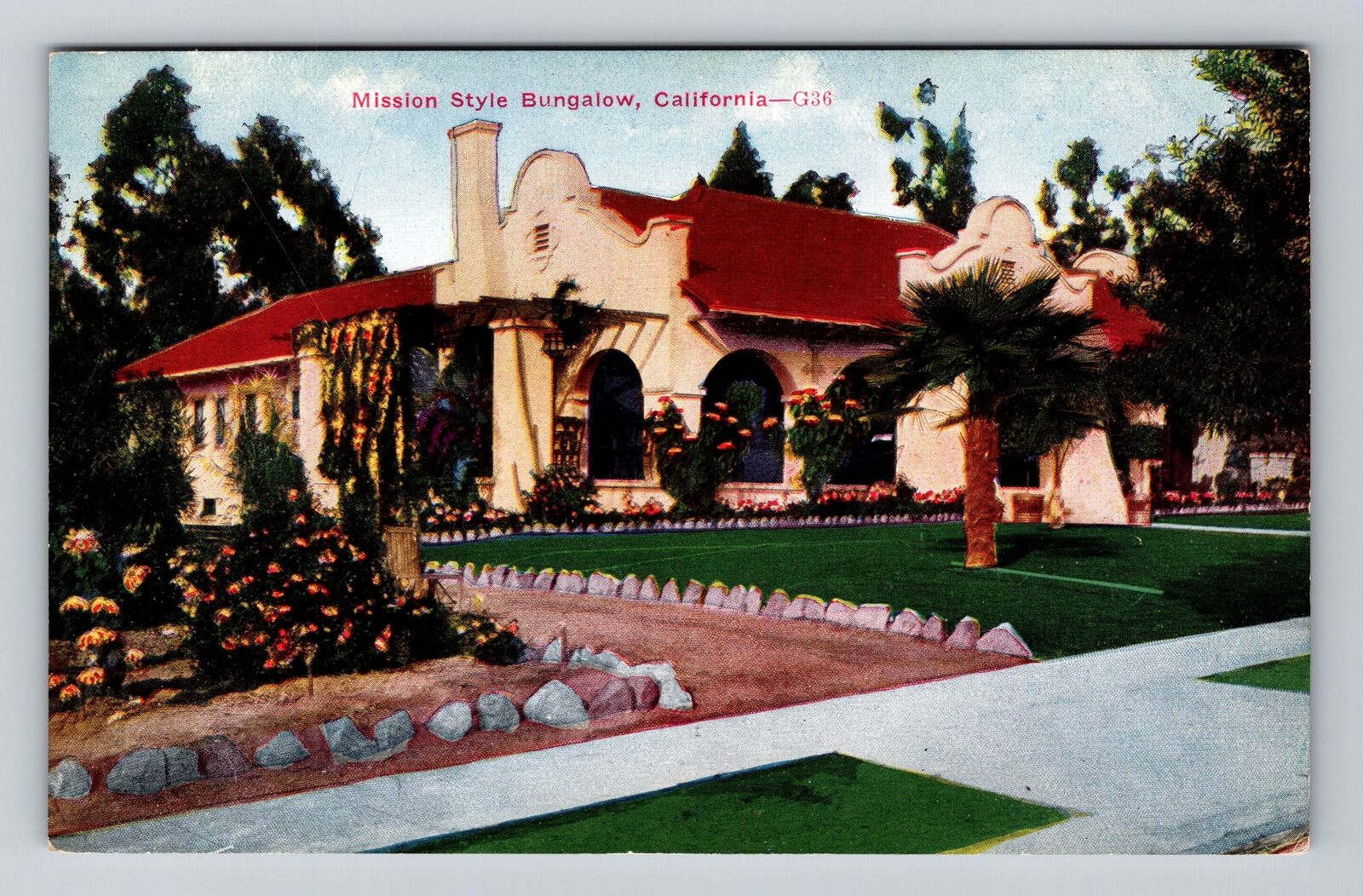 CA-California, Scenic View Mission Style Bungalow, Antique Vintage Postcard