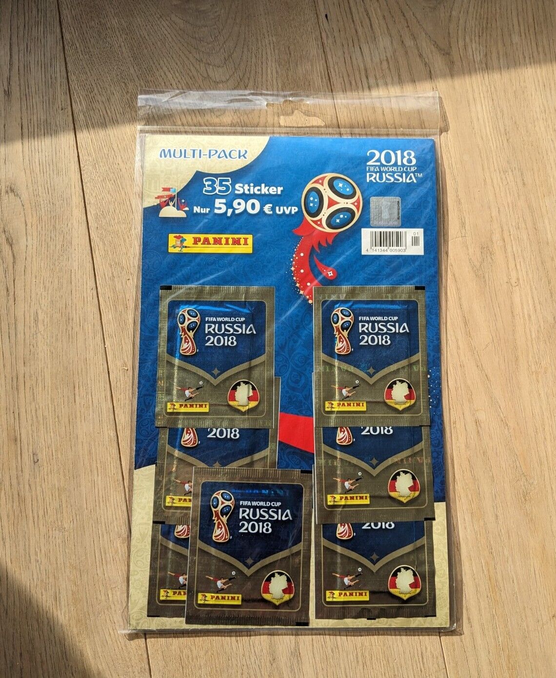 Panini World Cup toilet 2018 multi pack 7 bags = 35 stickers original packaging new Messi Ronaldo 