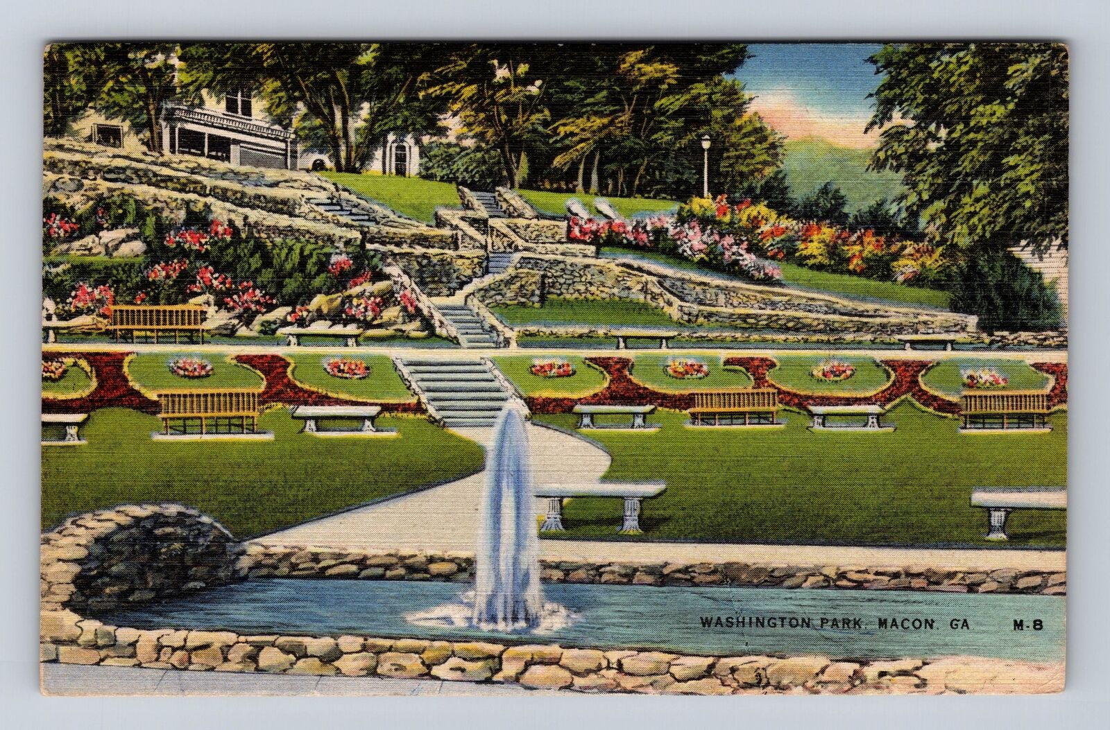 Macon GA-Georgia, Washington Park, Antique Vintage Souvenir Postcard