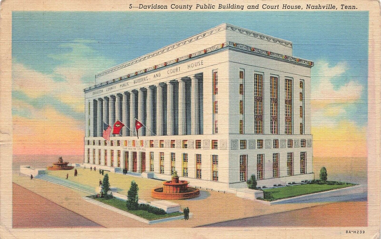 Davidson County Public Building and Court House Nashville Tennessee TN Postcard
