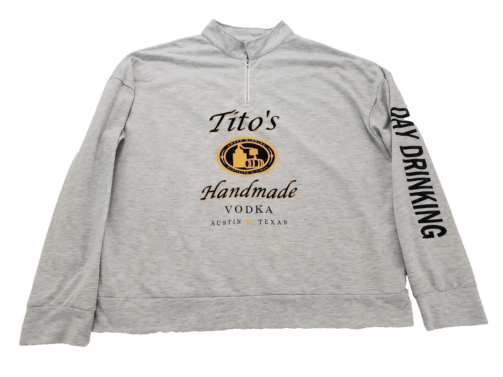 Tito’s Vodka 1/4 Zip Knit Shirt • Men’s Large Gray Long Sleeve Bigg & Tall 4XL
