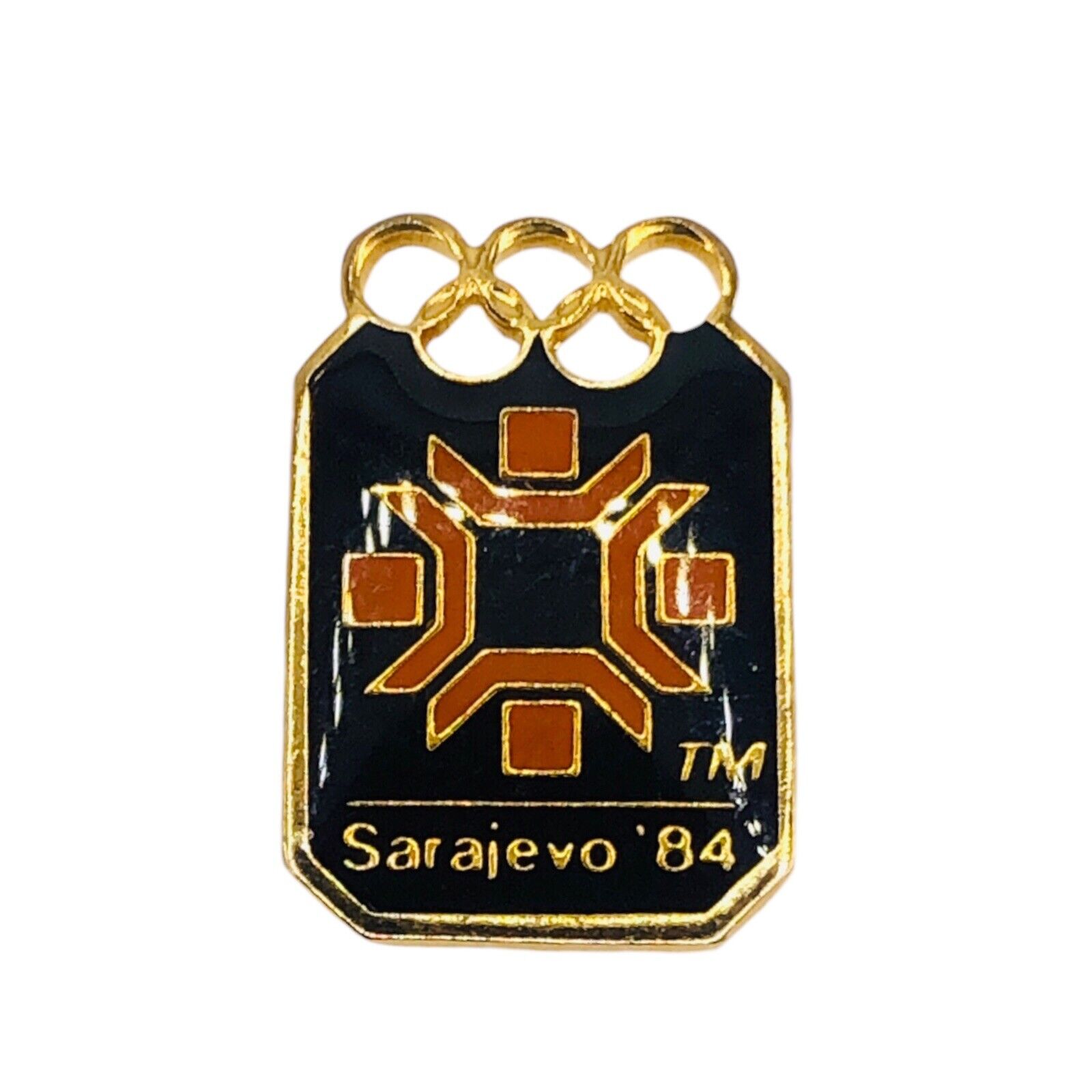 VTG Sarajevo 1984 Winter Olympics Lapel Hat Tie Pin Olympics Enamel Gold Toned