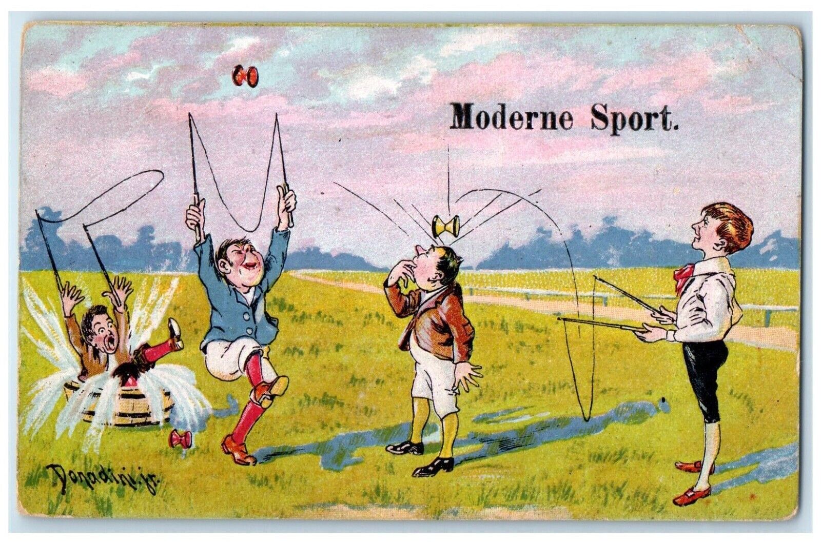 c1920's Boys Modern Sports Netherlands Juggling Rotterdam Vintage Postcard