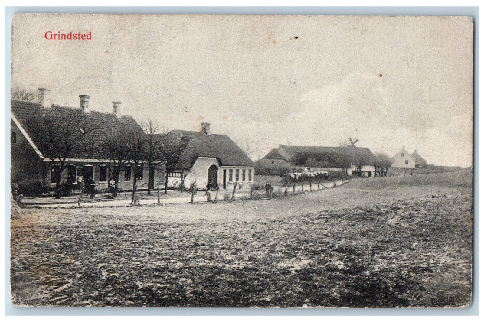 Grindsted Billund Denmark Postcard Street Building View 1910 Posted Antique