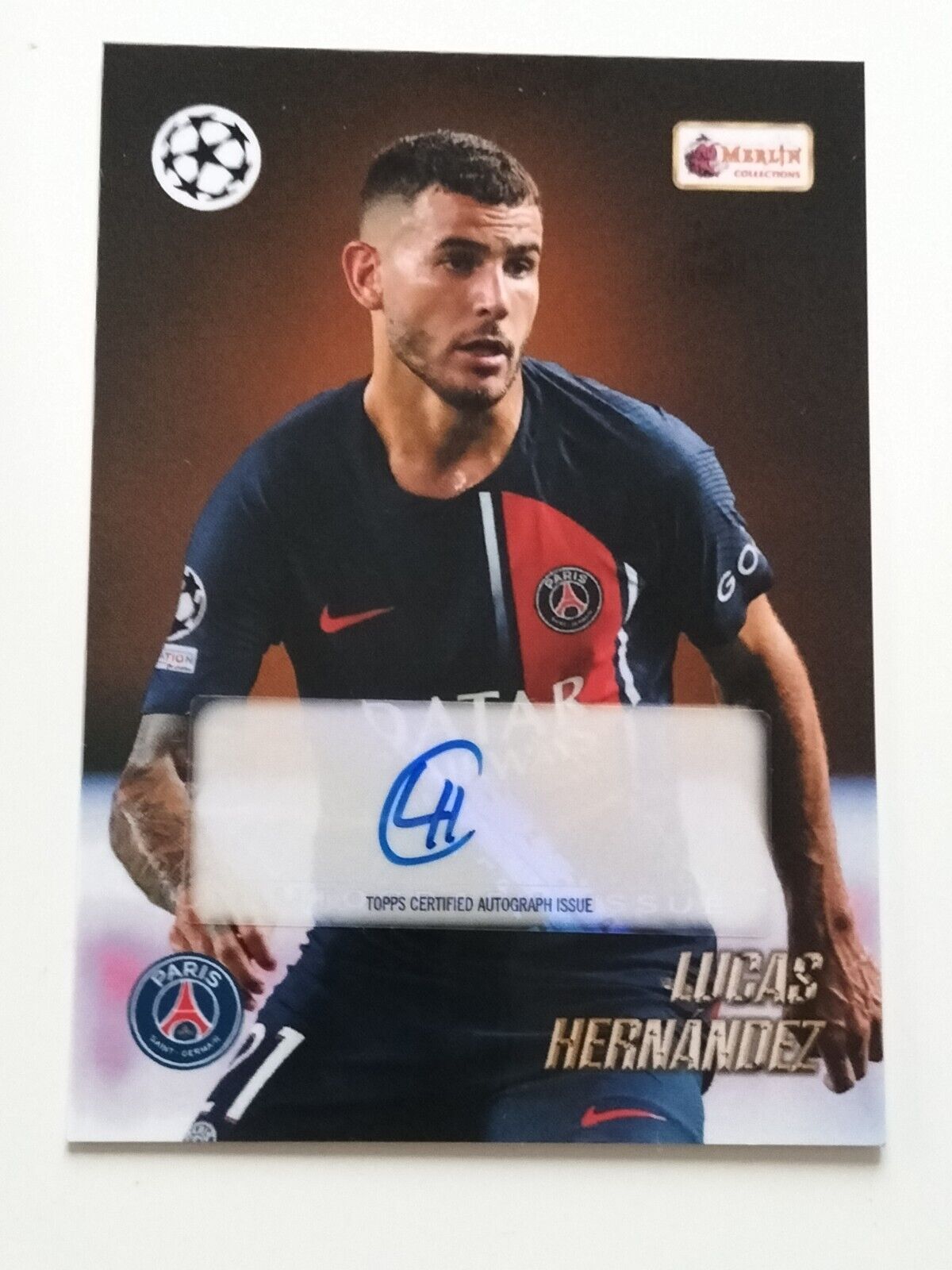 Lucas Hernandez 2023-24 Topps Merlin Heritage UEFA Auto Paris Saint-Germain