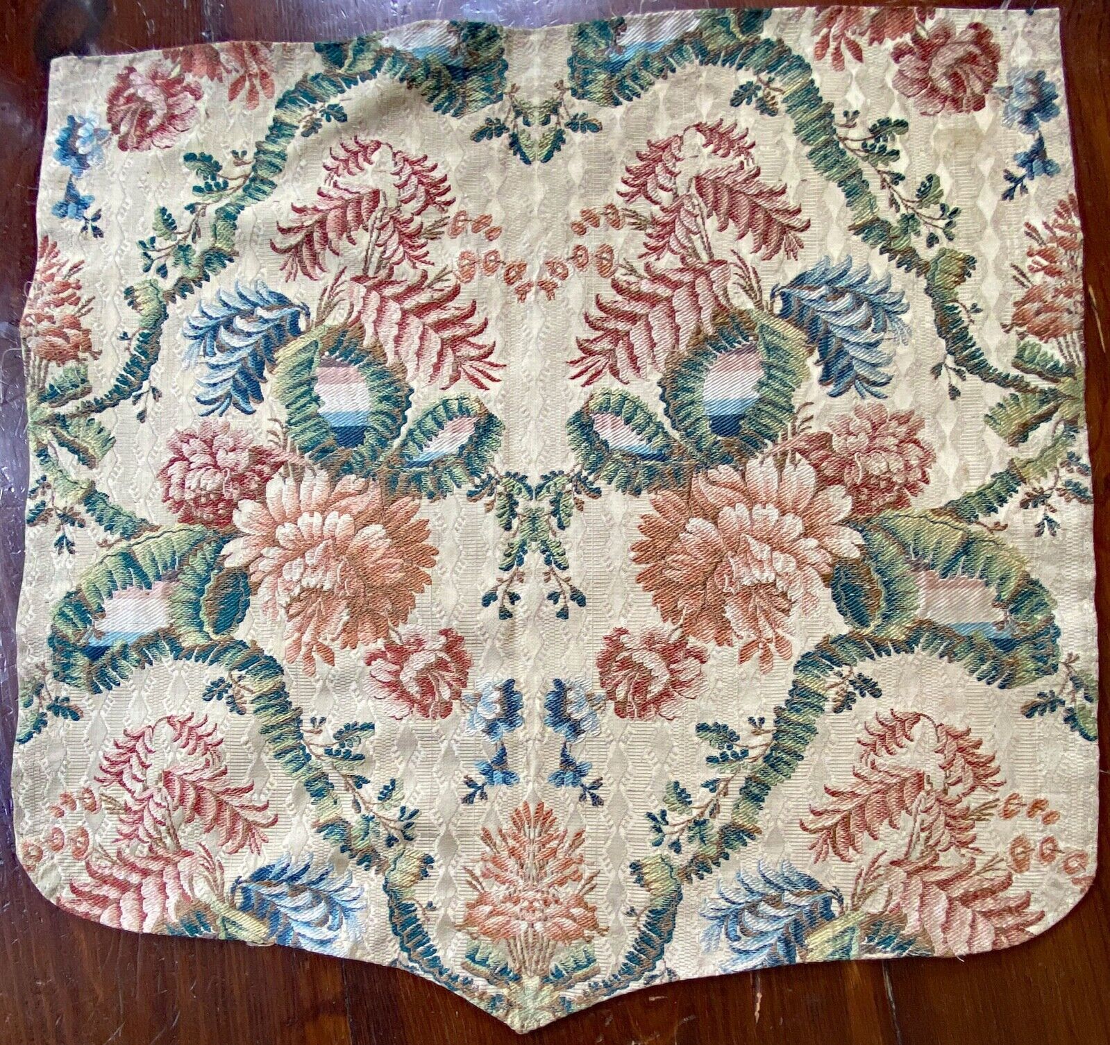 Antique French Lyon Silk Floral Brocade Fabric Panel 1850s  XX400