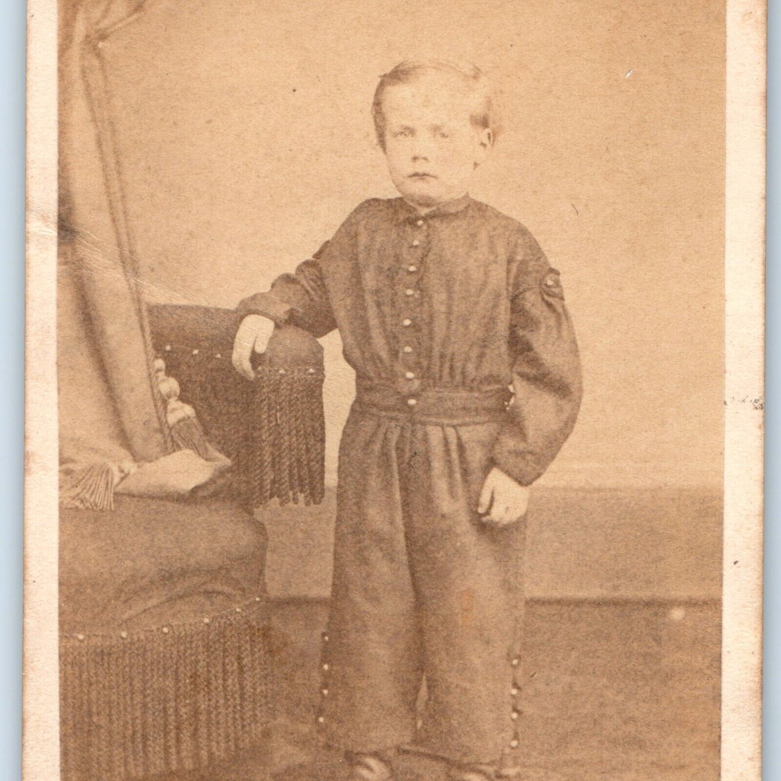 c1860s Harrisburg, PA Little Boy in Pajama Suit? CdV Photo Card Keet Gemmill H23