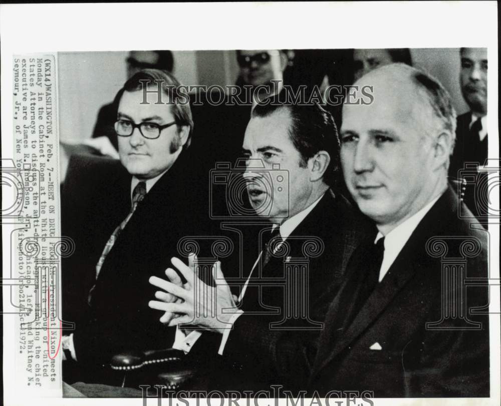 1972 Press Photo President Nixon and U.S. Attorneys, White House Cabinet Room