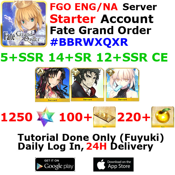 [ENG/NA][INST] FGO / Fate Grand Order Starter Account 5+SSR 100+Tix 1280+SQ #BBR