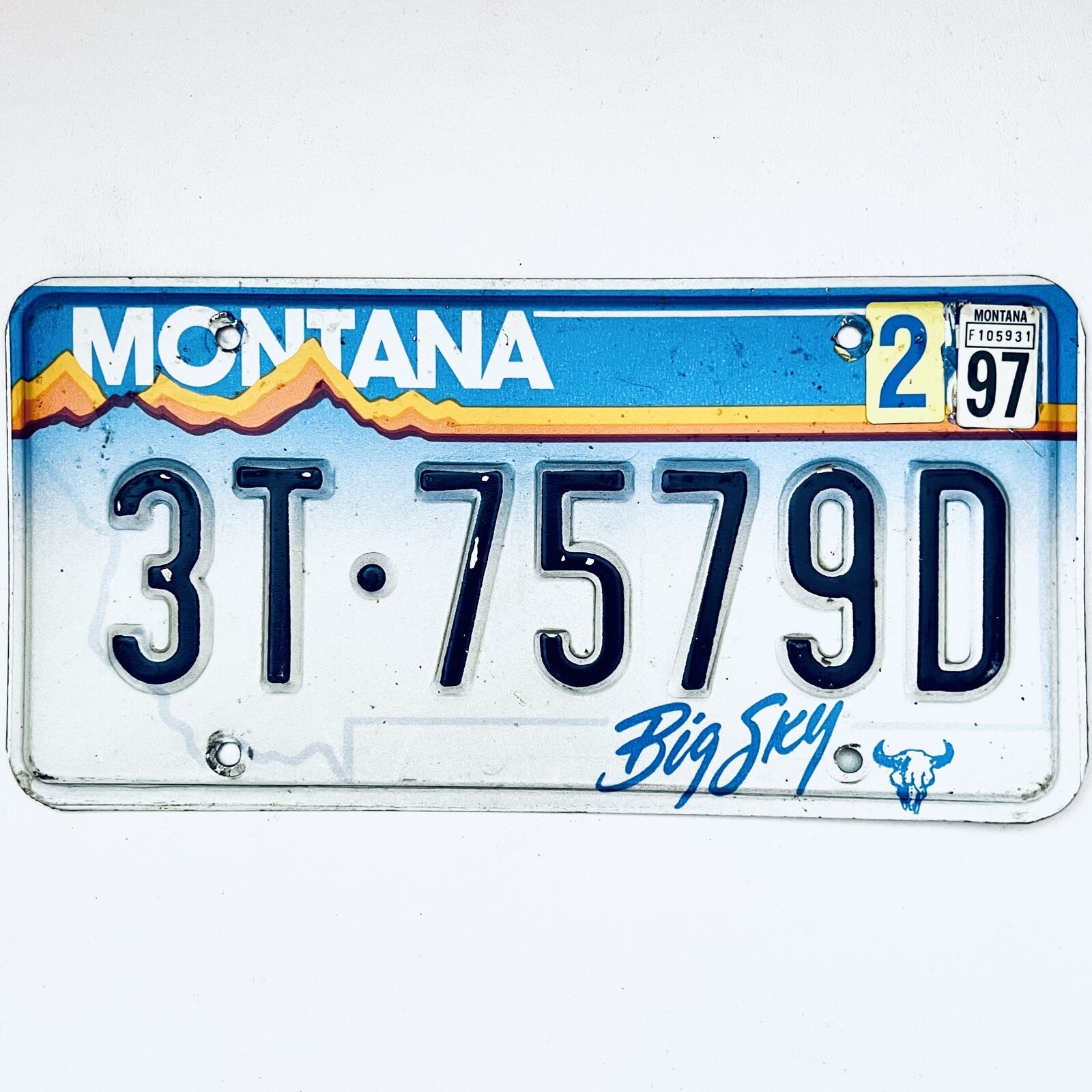 1997 United States Montana Yellowstone County Passenger License Plate 3T-7579D