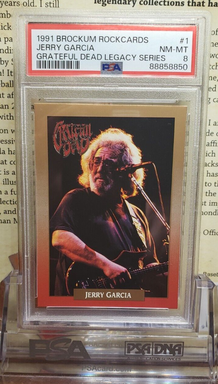 Jerry Garcia 1991 Rockcards Brockum #1 Grateful Dead Legacy Card PSA 8 NM-MT WOW