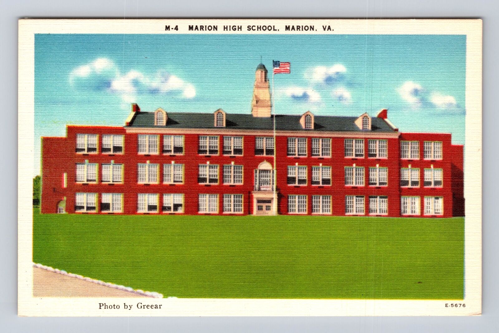 Marion VA-Virginia, Marion High School Building, Antique Vintage Postcard