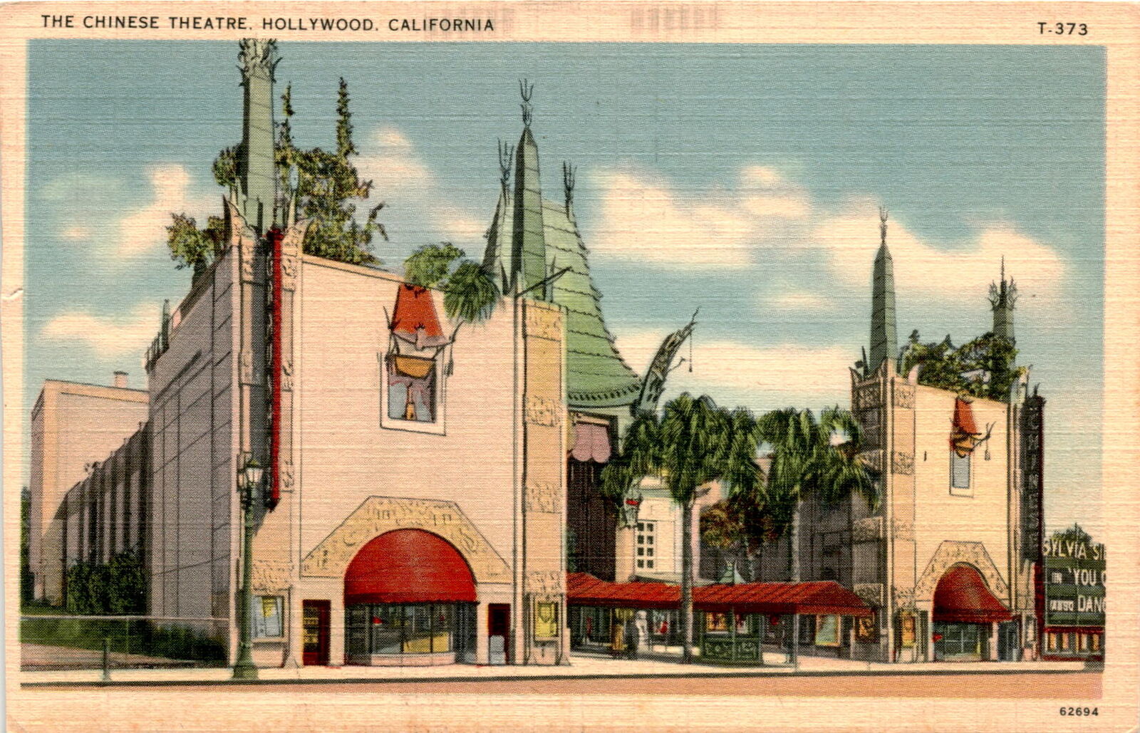 Chinese Theatre, Hollywood, California, Sylvia Si, Caso Dang, Freid, Postcard