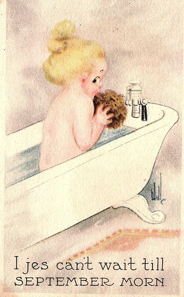1914 BIRMINGHAM ALABAMA VICTORIAN GIRL IN CLAWFOOT BATHTUB POSTCARD 46-126